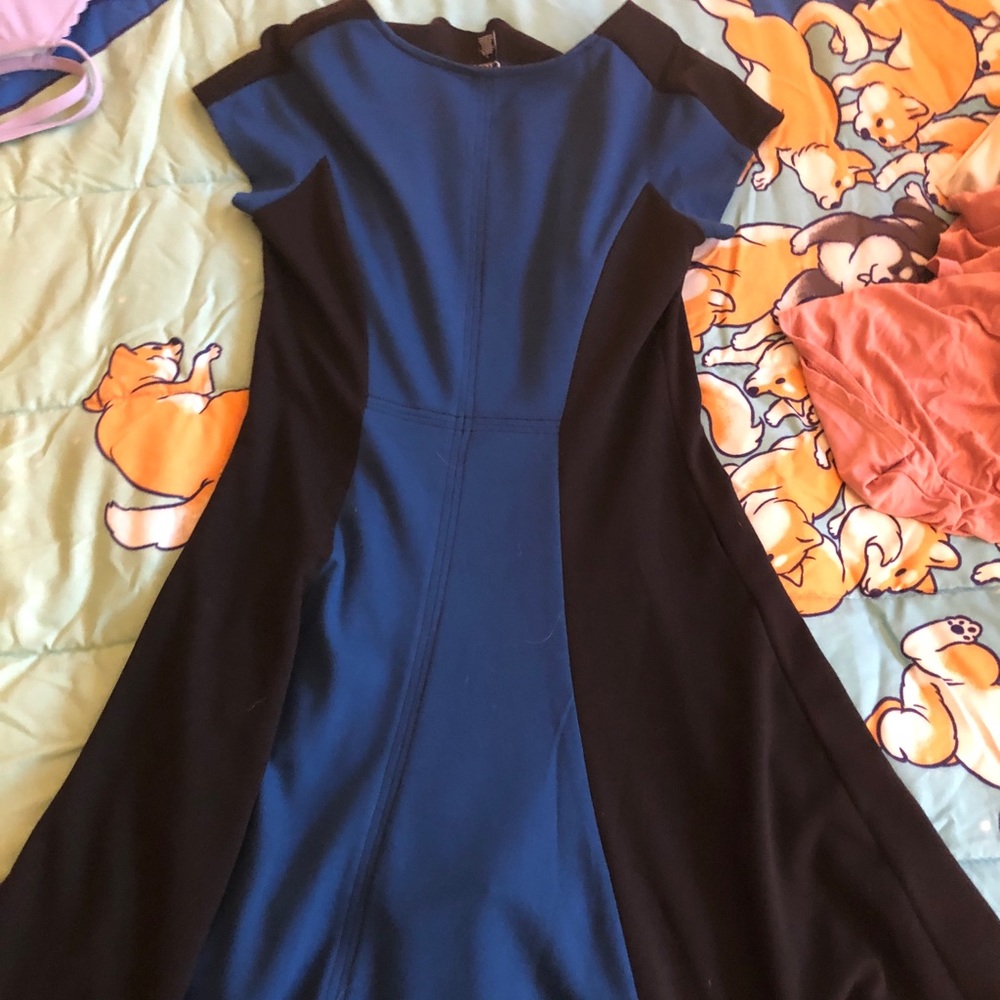Elegant fit n flare black and blue dress - Picture 1 of 5
